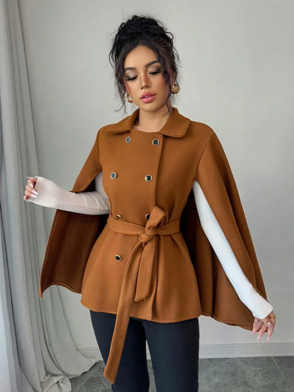 Veste Capelet Élégante Couleur Café