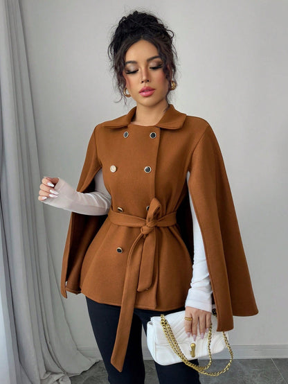 Veste Capelet Élégante Couleur Café