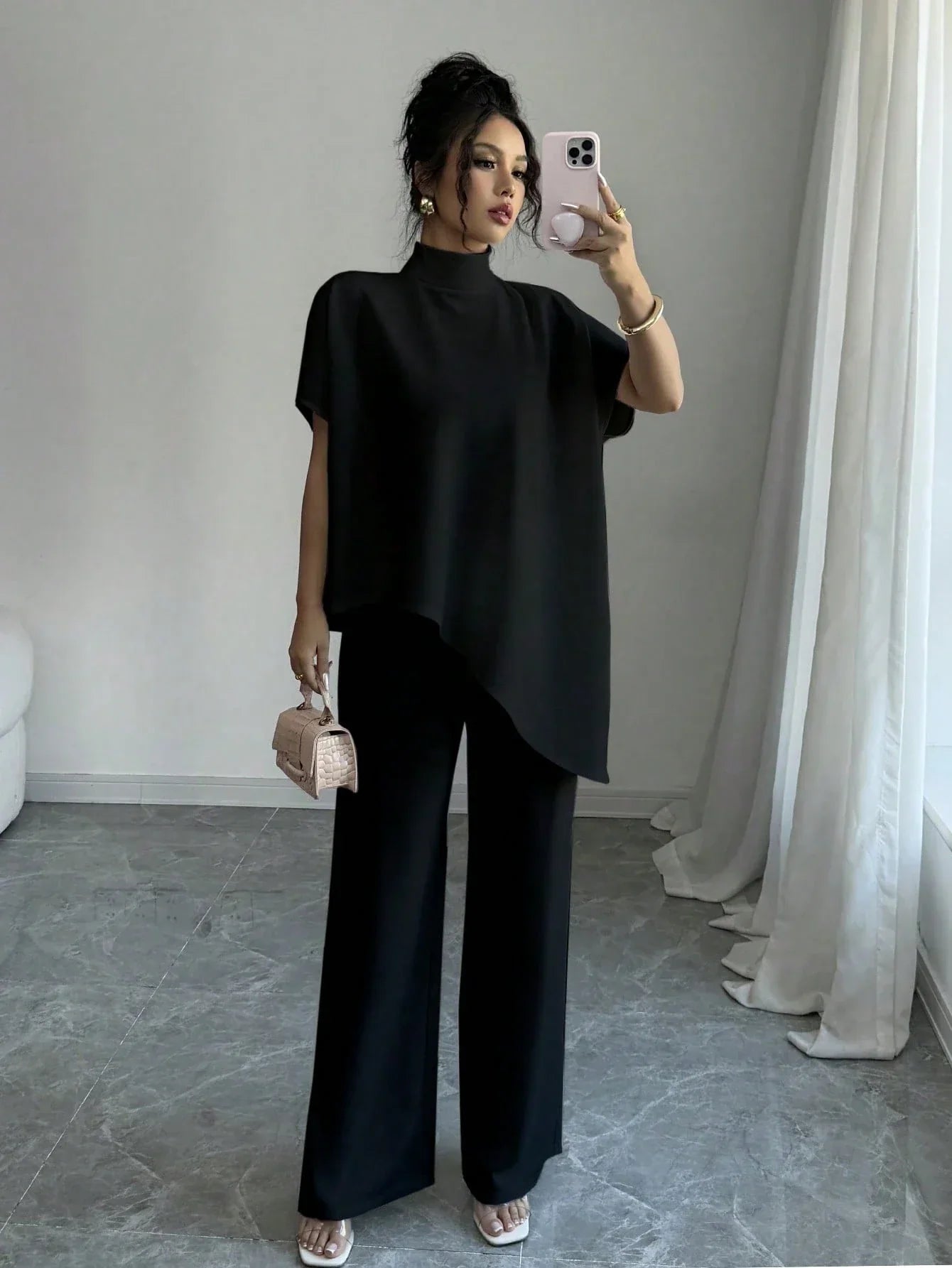 Ensemble Blouse Asymétrique Et Pantalon