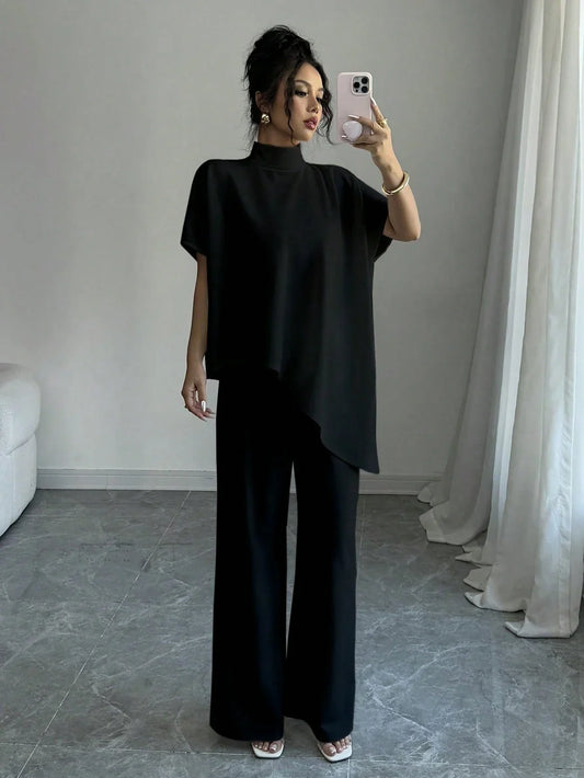 Ensemble Blouse Asymétrique Et Pantalon