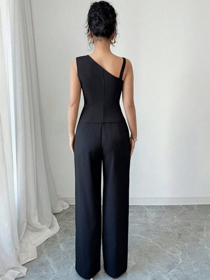Ensemble Gilet Sans Manches Et Pantalon Droit