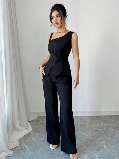 Ensemble Gilet Sans Manches Et Pantalon Droit
