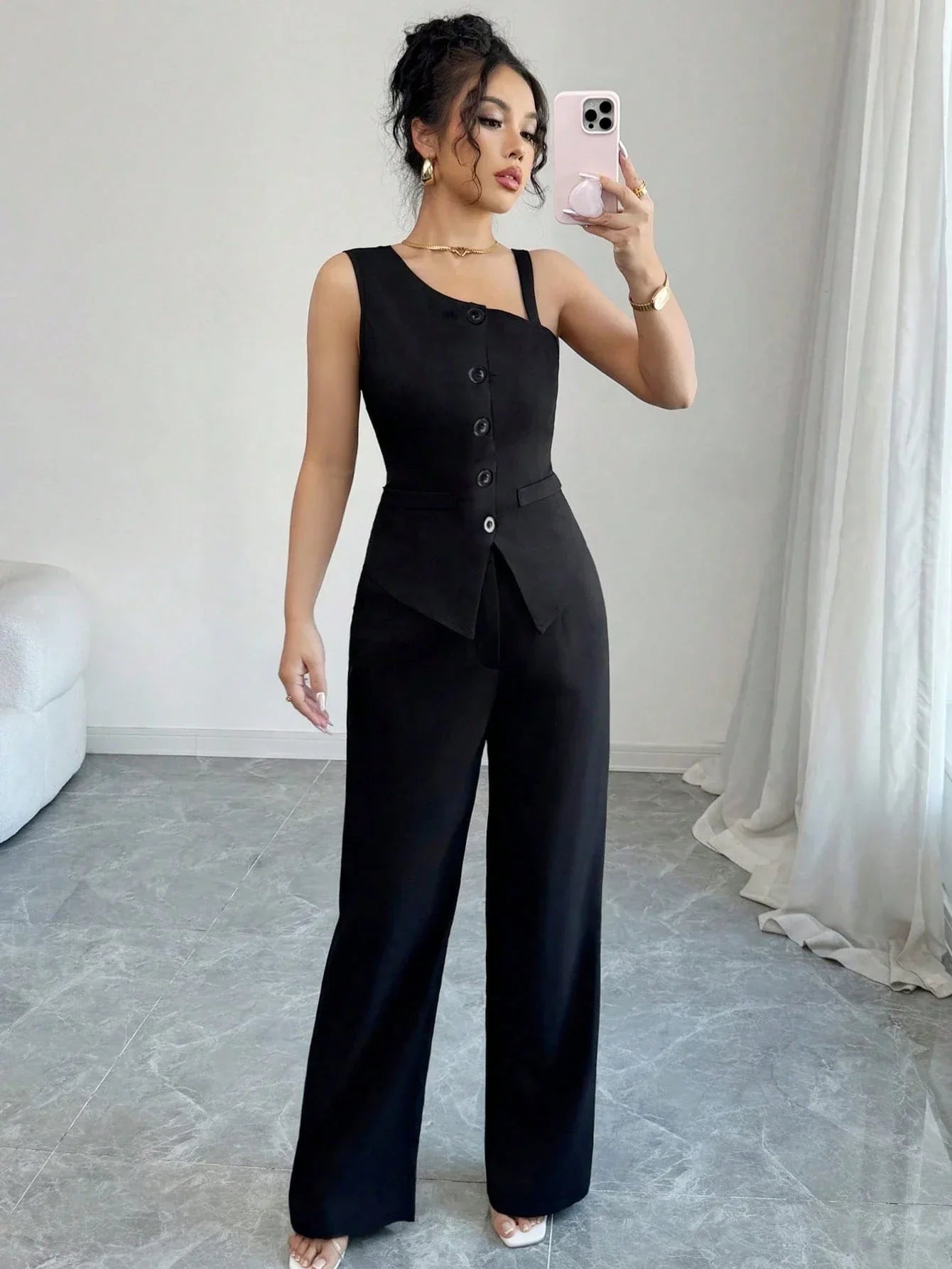 Ensemble Gilet Sans Manches Et Pantalon Droit