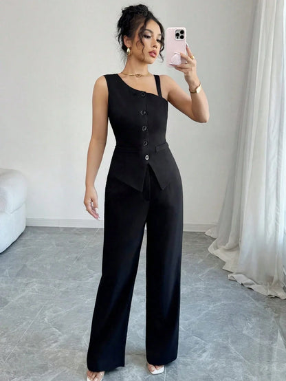 Ensemble Gilet Sans Manches Et Pantalon Droit
