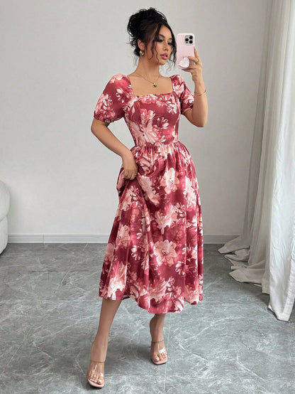 Robe Trapèze Florale Romantique