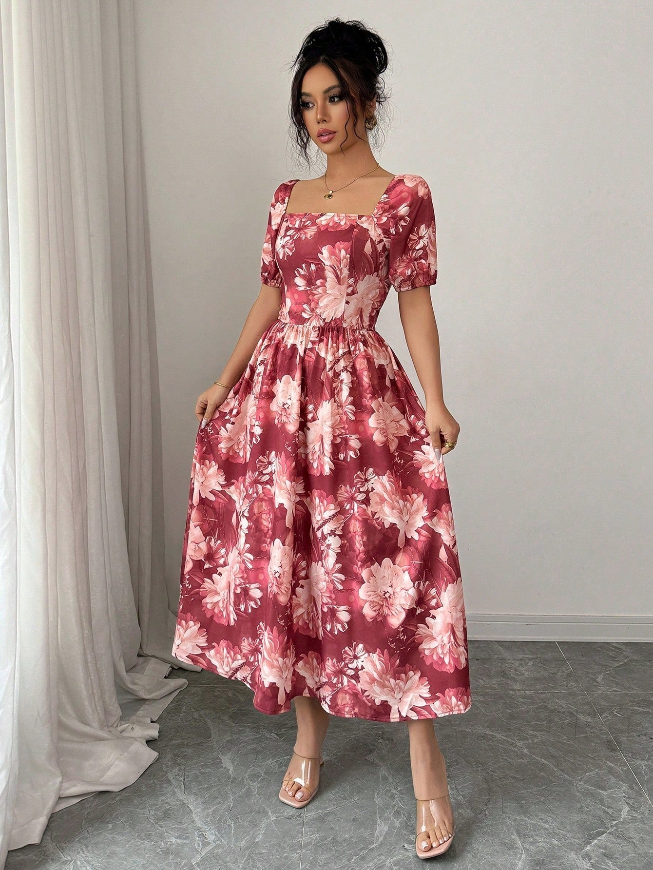 Robe Trapèze Florale Romantique