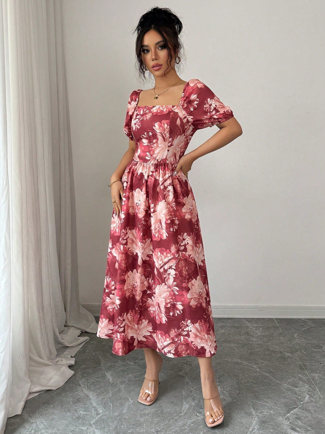 Robe Trapèze Florale Romantique