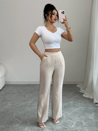 Pantalon Évasé Décontracté De Bureau