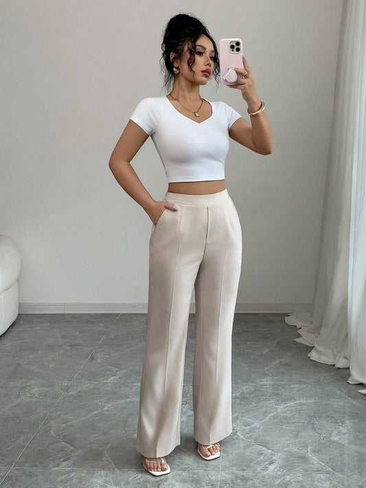 Pantalon Évasé Décontracté De Bureau