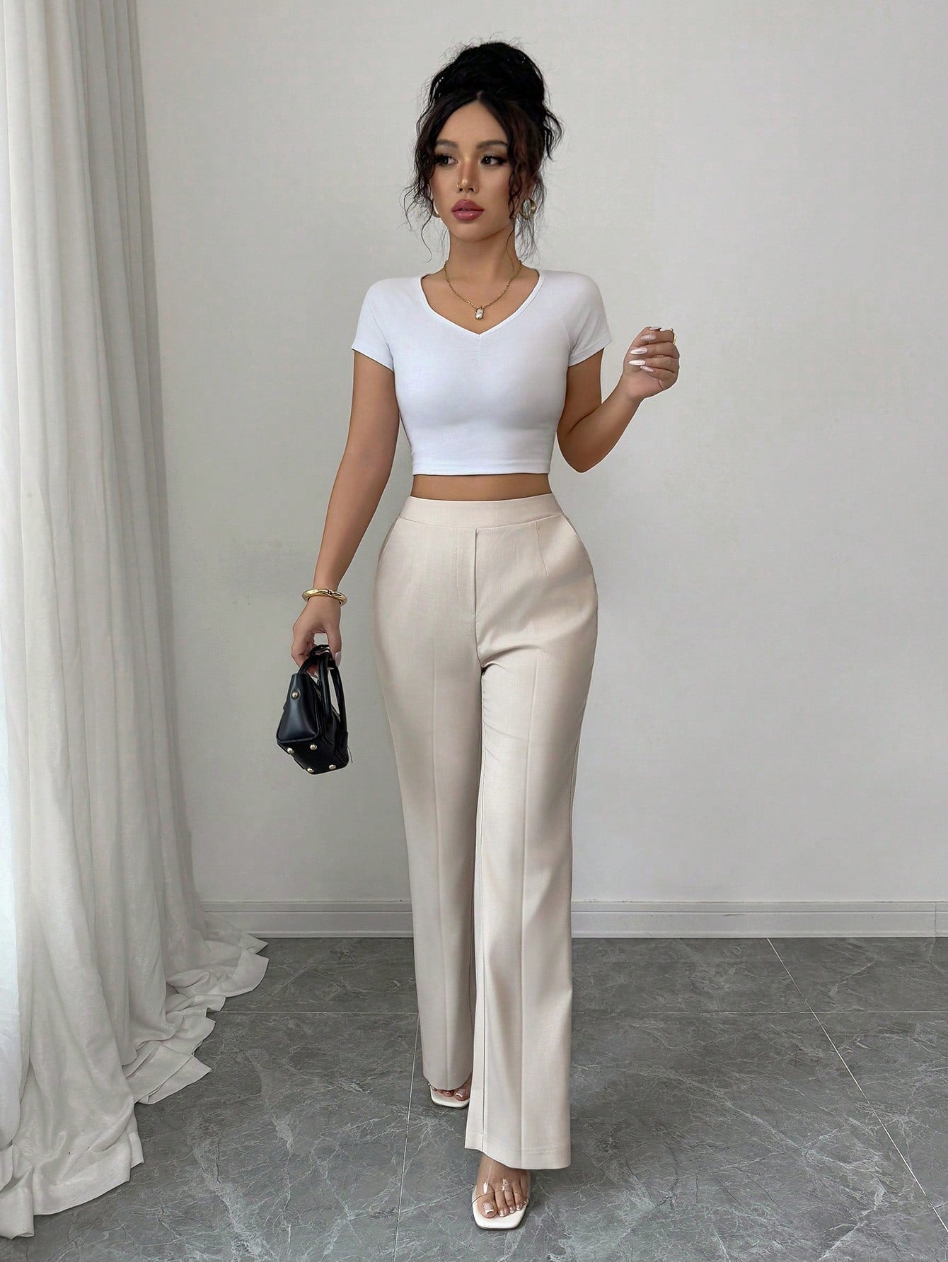 Pantalon Évasé Décontracté De Bureau