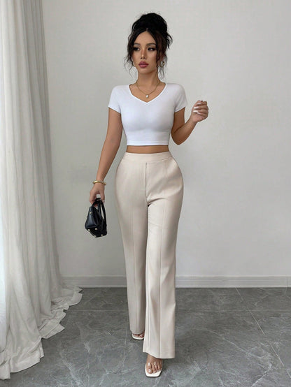 Pantalon Évasé Décontracté De Bureau