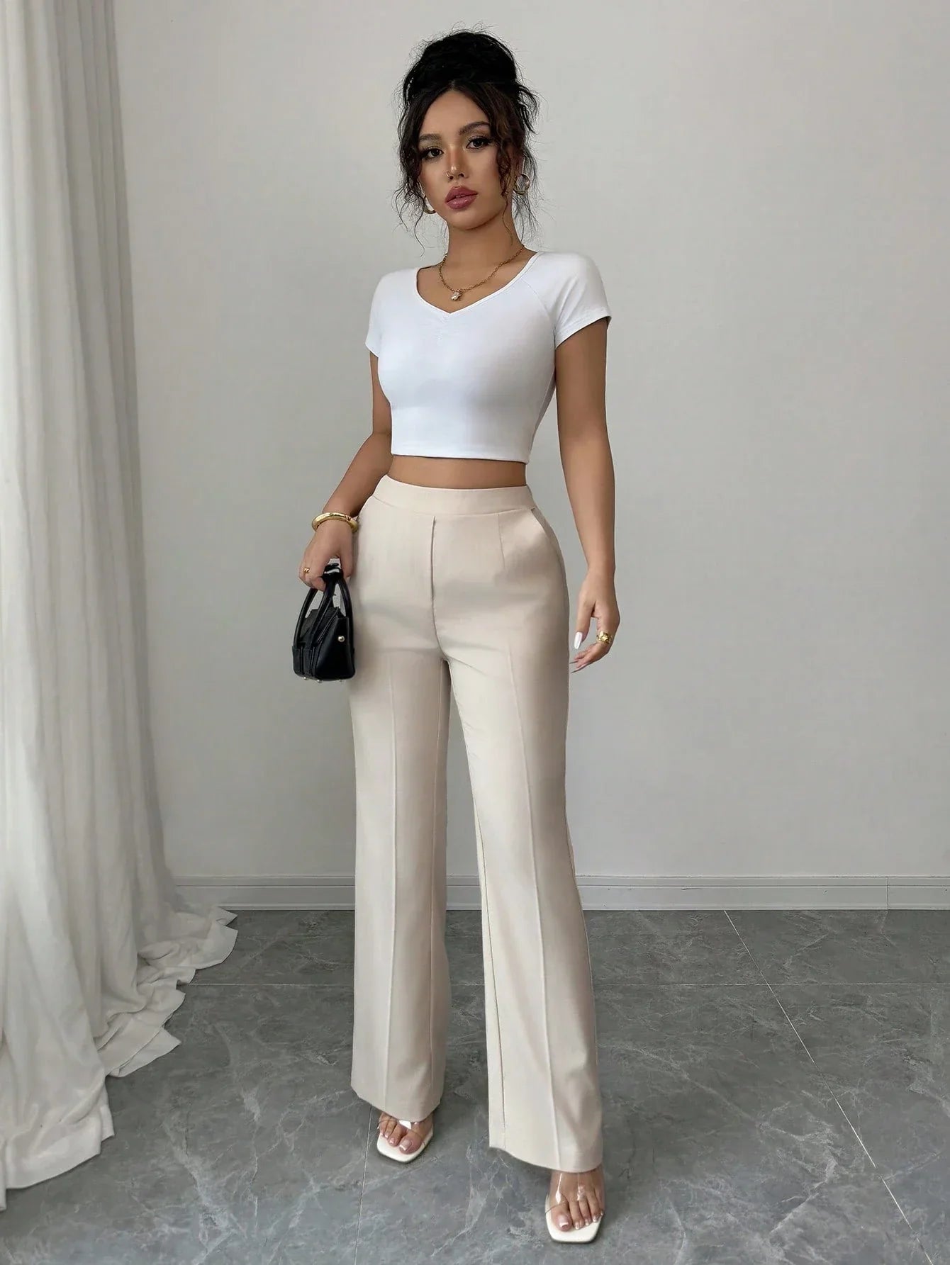 Pantalon Évasé Décontracté De Bureau