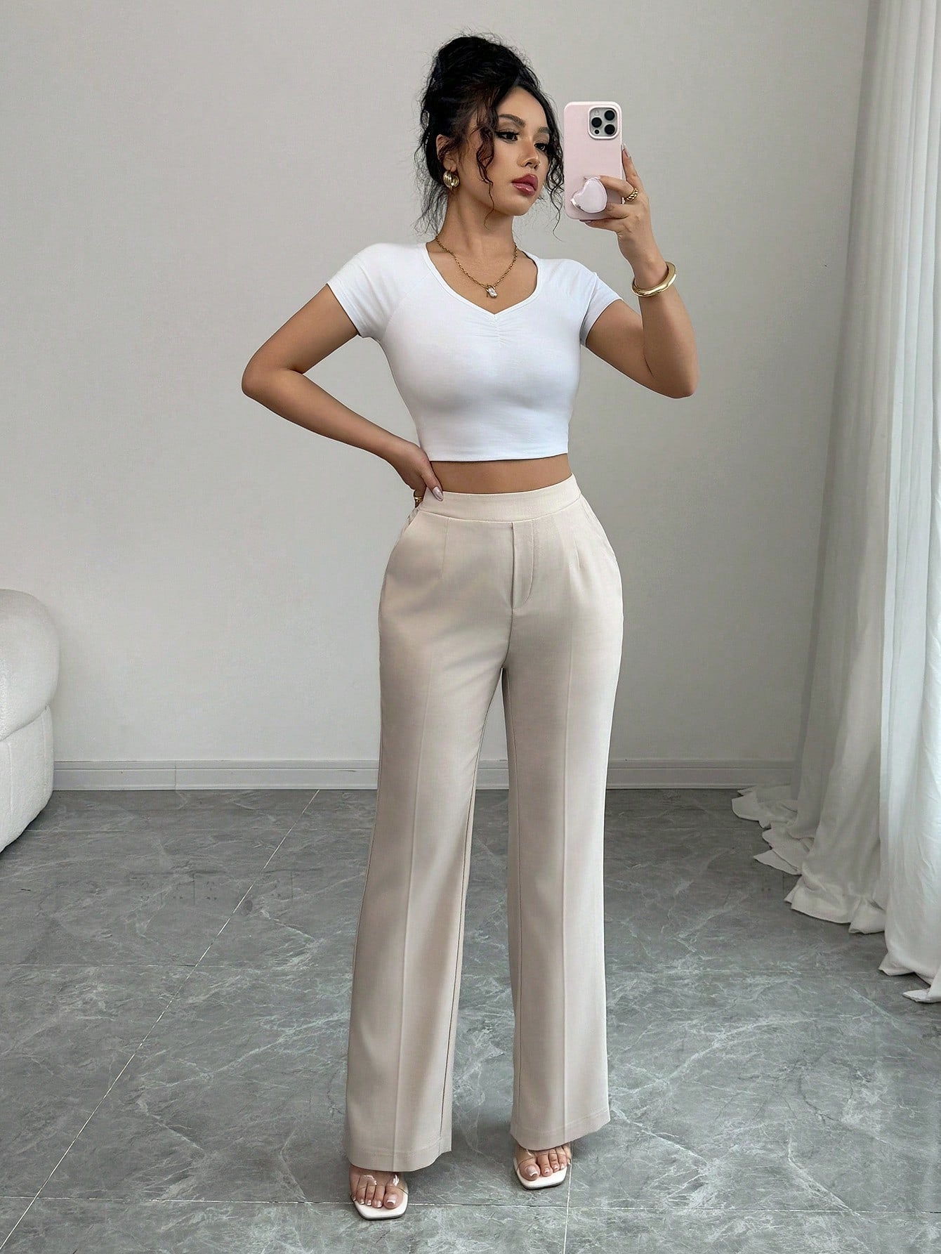 Pantalon Évasé Décontracté De Bureau