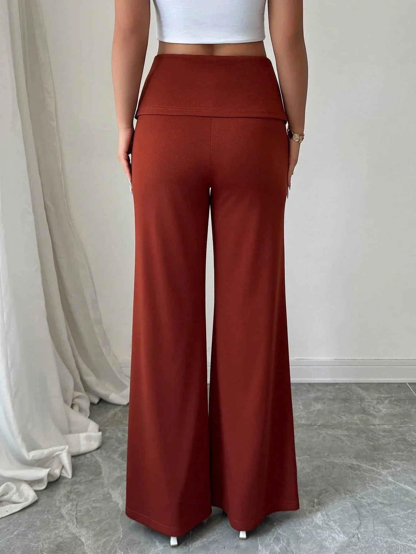 Pantalon Large À Taille Repliée
