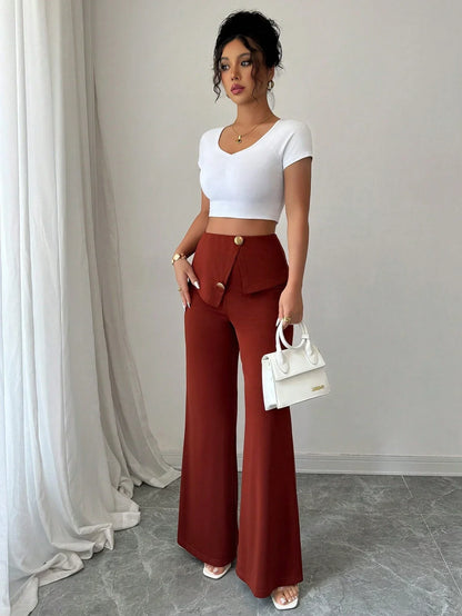 Pantalon Large À Taille Repliée
