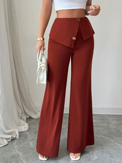Pantalon Large À Taille Repliée