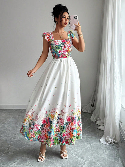 Robe Longue Bohème Florale Élégante