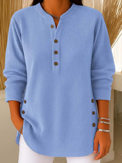 Pull décontracté en maille à manches longues et col rond, couleur unie, pour femme