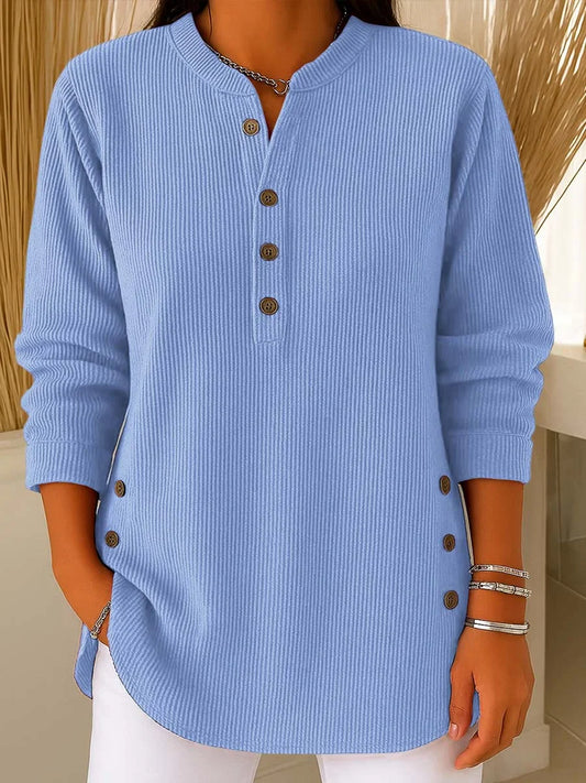 Pull décontracté en maille à manches longues et col rond, couleur unie, pour femme