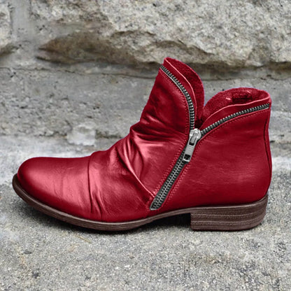 Bottines Classiques à Double Fermeture Éclair pour Femmes