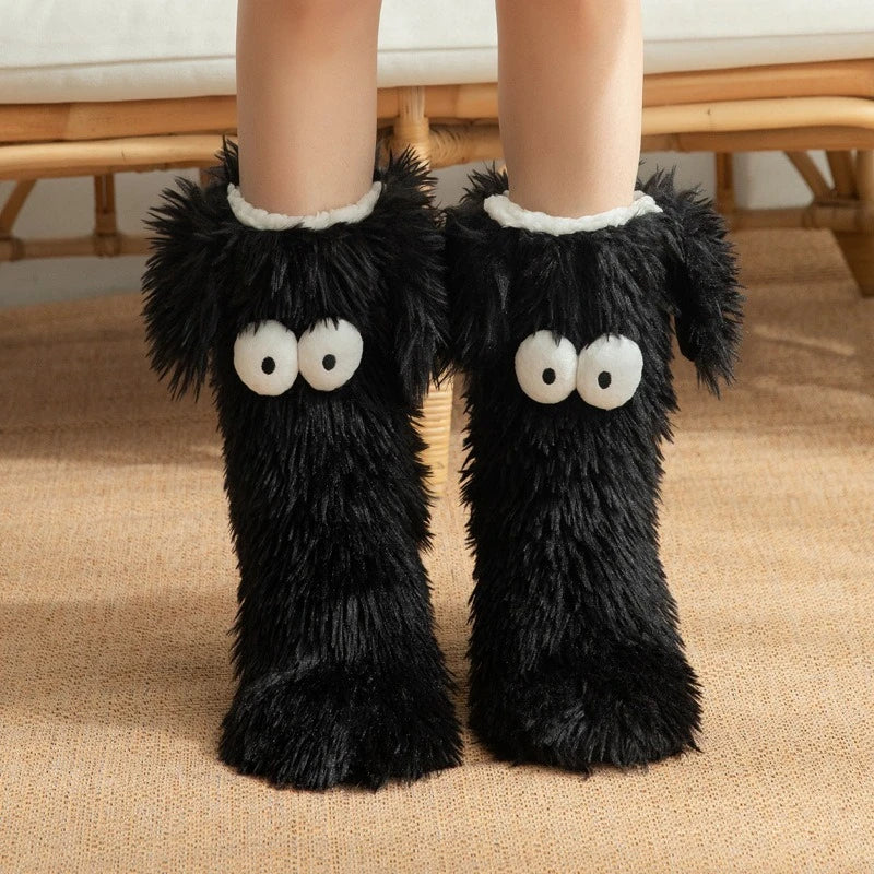 Chaussettes antidérapantes douillettes au motif chiot tout doux