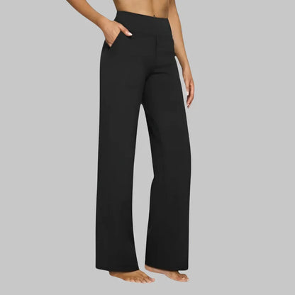 Pantalon large stretch taille haute pour femme