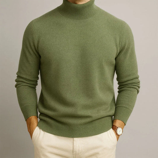 Pull confortable à col roulé en maille douce pour homme