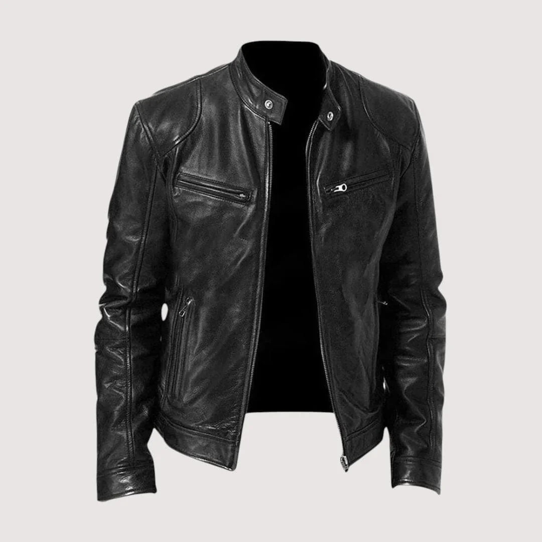 Veste de Motard Classique en Effet Cuir pour Homme