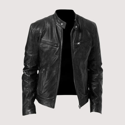 Veste de Motard Classique en Effet Cuir pour Homme