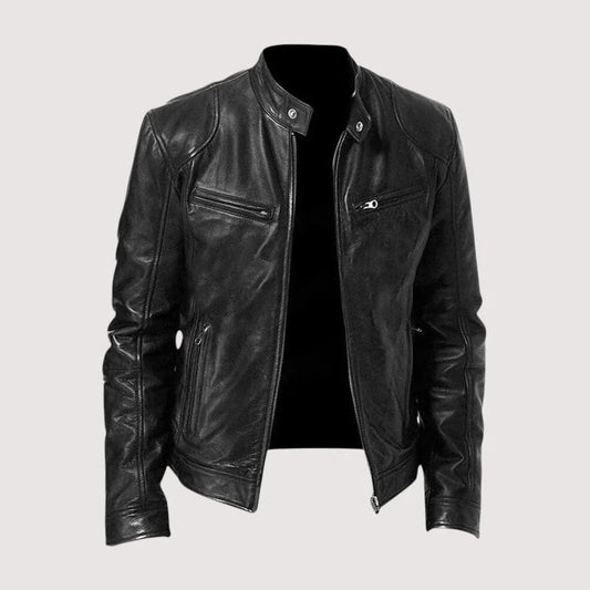 Veste de Motard Classique en Effet Cuir pour Homme