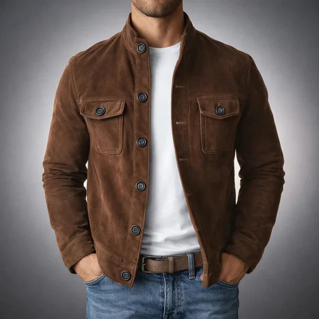 Veste en daim boutonnée pour homme