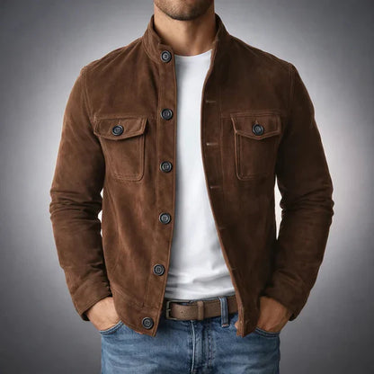 Veste en daim boutonnée pour homme