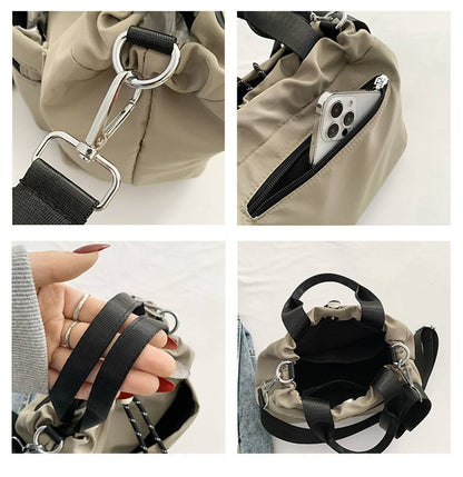 Sac seau bandoulière en nylon à cordon pour femme
