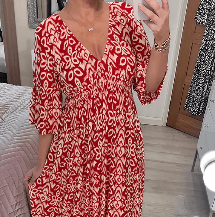 Robe fleurie à col en V