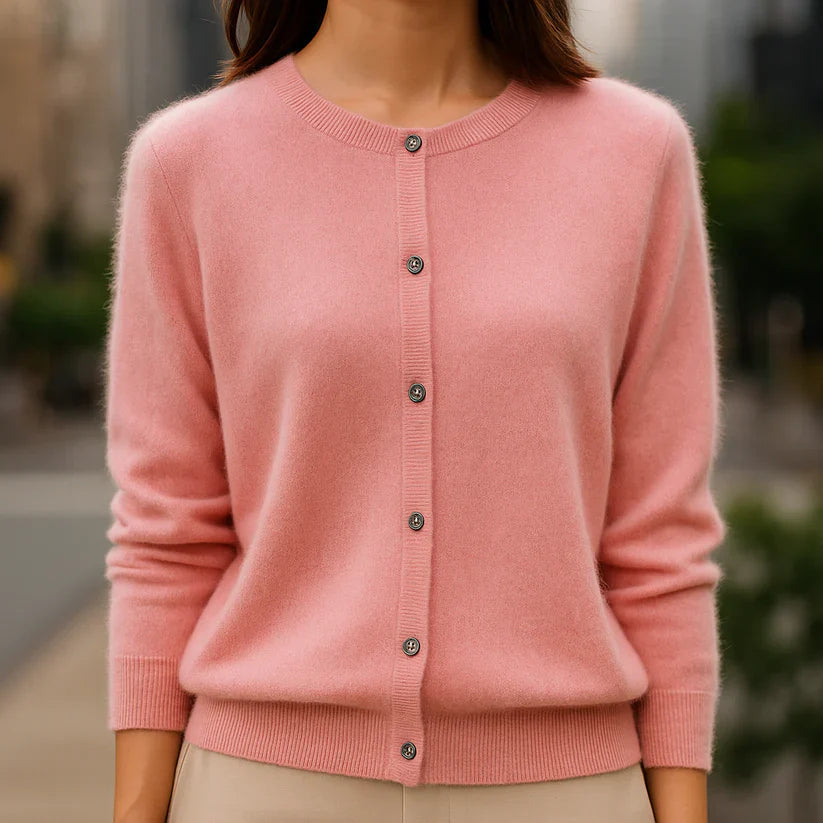 Gilet en maille légère pour femme, effet vison-like et effet cachemire-like, à boutons