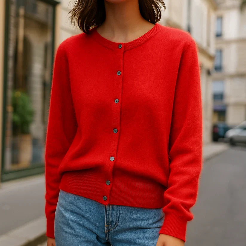 Gilet en maille légère pour femme, effet vison-like et effet cachemire-like, à boutons
