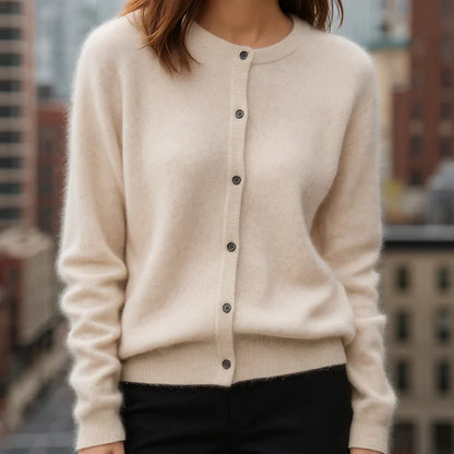 Gilet en maille légère pour femme, effet vison-like et effet cachemire-like, à boutons