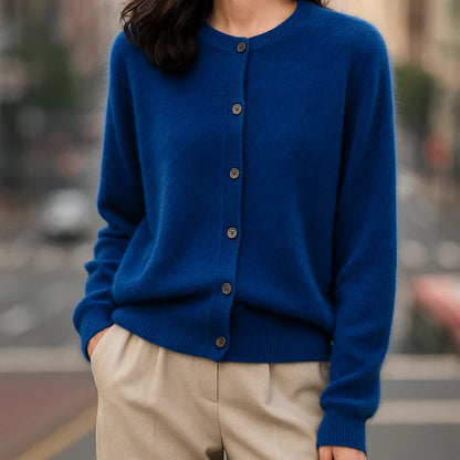 Gilet en maille légère pour femme, effet vison-like et effet cachemire-like, à boutons