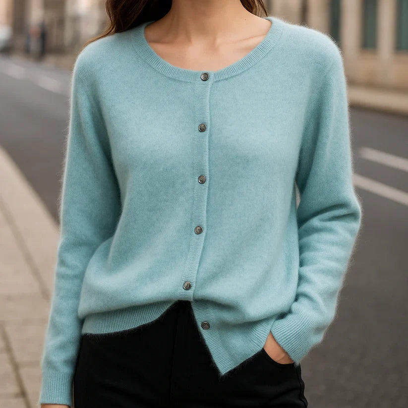 Gilet en maille légère pour femme, effet vison-like et effet cachemire-like, à boutons