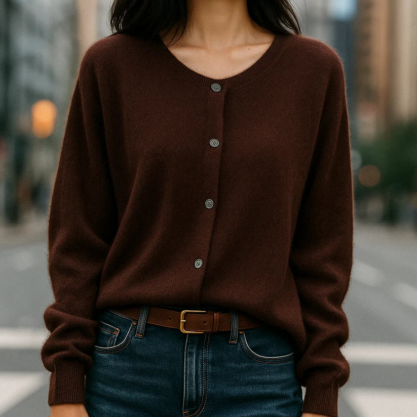 Gilet en maille légère pour femme, effet vison-like et effet cachemire-like, à boutons
