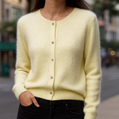 Gilet en maille légère pour femme, effet vison-like et effet cachemire-like, à boutons