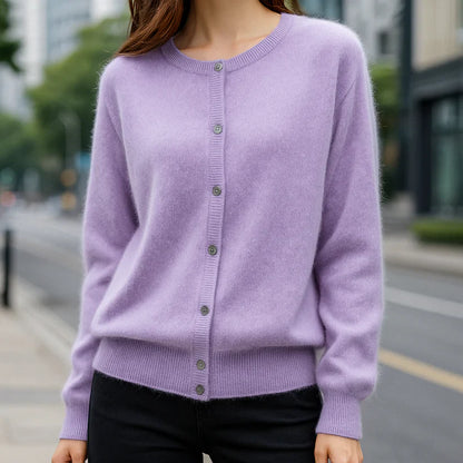 Gilet en maille légère pour femme, effet vison-like et effet cachemire-like, à boutons