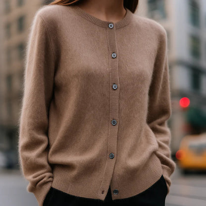 Gilet en maille légère pour femme, effet vison-like et effet cachemire-like, à boutons