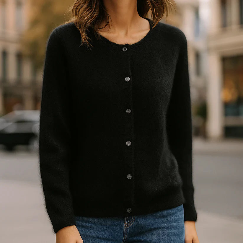 Gilet en maille légère pour femme, effet vison-like et effet cachemire-like, à boutons
