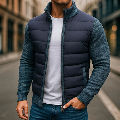 Doudoune matelassée pour homme, corps en maille polaire, manches en polaire