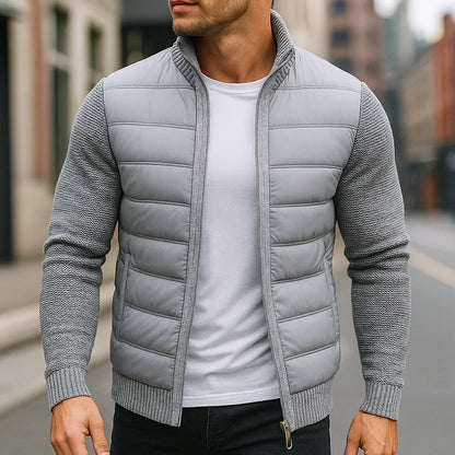 Doudoune matelassée pour homme, corps en maille polaire, manches en polaire