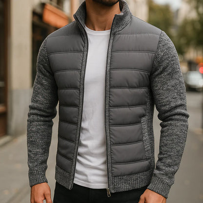 Doudoune matelassée pour homme, corps en maille polaire, manches en polaire