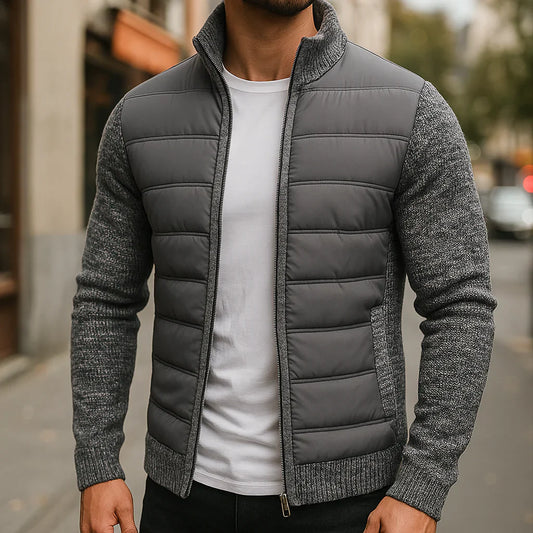 Doudoune matelassée pour homme, corps en maille polaire, manches en polaire