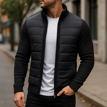 Doudoune matelassée pour homme, corps en maille polaire, manches en polaire