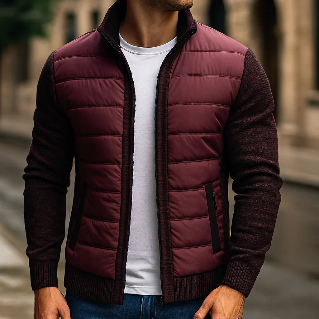 Doudoune matelassée pour homme, corps en maille polaire, manches en polaire
